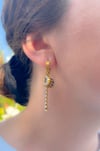 Çelik Sallantılı Taşlı Küpe Gold