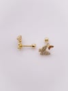 Cerrahi Çelik Piercing  İkili Kelebek Figürlü Kıkırdak Helix Tragus Piercing (1adet)