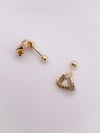Cerrahi Çelik Piercing Zirkon Taşlı Üçgen Tasarım Kıkırdak Helix Tragus Piercing (1adet)
