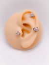 Cerrahi Çelik Piercing Zirkon Tek Taşlı Tac Figürlü Kıkırdak Helix Tragus Piercing(1adet)
