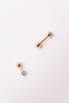 Cerrrahi Çelik Piercing ( Pirsing ) Mini Nazar Boncuklu Tragus Helix Piercing (1adet)