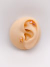 Cerrrahi Çelik Piercing ( Pirsing ) Pembe Mineli Kalpli Ok Tragus Helix Piercing (1adet)