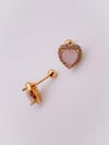 Cerrrahi Çelik Piercing ( Pirsing ) Pembe Taşlı Şık Kalpli Tragus Helix Piercing (1adet)