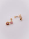 Cerrrahi Çelik Piercing ( Pirsing ) Pembe Mineli Kalpli Ok Tragus Helix Piercing (1adet)