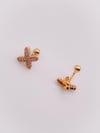 Cerrrahi Çelik Piercing ( Pirsing ) Pembe Taşlı X Tragus Helix Piercing (1adet)