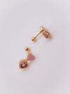Cerrrahi Çelik Piercing ( Pirsing ) Pembe Mineli Kalpli Ok Tragus Helix Piercing (1adet)