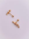Cerrrahi Çelik Piercing ( Pirsing ) Üç İnce Taşlı Tragus Helix Piercing (1adet)