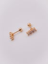 Cerrrahi Çelik Piercing ( Pirsing ) Üç Taşlı Dikdörtgen Tragus Helix Piercing (1adet)