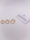 Özel Seri Küpe Üçlü Geometrik Gömme Taşlı Küpe Renk Rose Gold