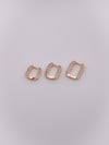Özel Seri Küpe Üçlü Geometrik Gömme Taşlı Küpe Renk Rose Gold