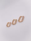 Özel Seri Küpe Üçlü Geometrik Gömme Taşlı Küpe Renk Rose Gold