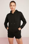 ABELİA Örme Relaxed Siyah Tekli Sweatshirt