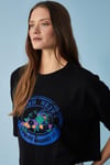 AHRI Kadın Relaxed Bisiklet Yaka Baskılı Siyah T-Shirt