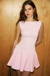 AIRE MINI Kadın Yumuşak Ve Esnek Kumaşlı Vücuda Oturan Kayık Yakalı Mini Pembe Elbise
