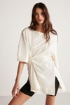 ANGELINA Örme Oversize Beyaz  T-Shirt