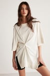 ANGELINA Örme Oversize Beyaz  T-Shirt