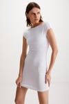ARCENE Kadın Organik Pamuklu Likrali Vücüdu saran Bodycon Tek Parça Beyaz Elbise