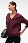 ARINEL Kadın V Yaka Regular Fit Bordo Sweatshirt