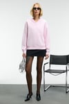 ARINEL Kadın V Yaka Regular Fit Pembe Sweatshirt