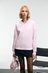 ARINEL Kadın V Yaka Regular Fit Pembe Sweatshirt
