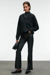 ARINEL Kadın V Yaka Regular Fit Siyah Sweatshirt