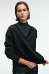 ARINEL Kadın V Yaka Regular Fit Siyah Sweatshirt