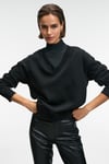 ARINEL Kadın V Yaka Regular Fit Siyah Sweatshirt