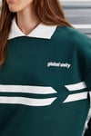 Arlene Kadın Içi Polarsız Polo Yaka Parça Baskı Detaylı Yeşil Sweatshirt
