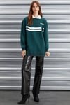 Arlene Kadın Içi Polarsız Polo Yaka Parça Baskı Detaylı Yeşil Sweatshirt