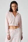 ARUBA Kadın %100 Pamuk Uzun Kol Crop Pembe Sweatshirt