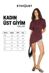 AVELINE Kadın Yumuşak Ve Esnek Kumaşlı Yanı Büzgülü Asimetrik Kesimli Kayık Yakalı Bordo Bluz