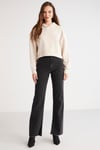 AYLA Örme Loose Bej Tekli Sweatshirt