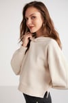 AYLA Örme Loose Bej Tekli Sweatshirt