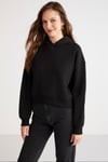 AYLA Örme Loose Siyah Tekli Sweatshirt