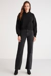 AYLA Örme Loose Siyah Tekli Sweatshirt