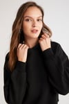 AYLA Örme Loose Siyah Tekli Sweatshirt