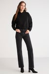 AYLA Örme Loose Siyah Tekli Sweatshirt