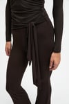 AYSHUR Kadın Esnek Kumaşlı Kemer Detaylı Geniş Paçalı Slim Fit Koyu Kahverengi Pantolon