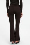 AYSHUR Kadın Esnek Kumaşlı Kemer Detaylı Geniş Paçalı Slim Fit Koyu Kahverengi Pantolon