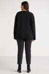 BARBORABB Örme Loose Siyah Tekli Büyük Beden Sweatshirt