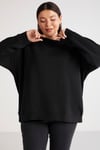 BARBORABB Örme Loose Siyah Tekli Büyük Beden Sweatshirt