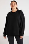 BARBORABB Örme Loose Siyah Tekli Büyük Beden Sweatshirt