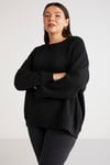 BARBORABB Örme Loose Siyah Tekli Büyük Beden Sweatshirt