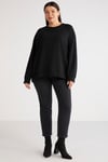 BARBORABB Örme Loose Siyah Tekli Büyük Beden Sweatshirt