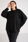 BARBORABB Örme Loose Siyah Tekli Büyük Beden Sweatshirt