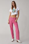 BELVETH Kadın Bisiklet Yaka Oversize Beyaz T-Shirt