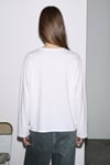 BLESA Kadın Organik Pamuklu Oversize Uzun Kollu Beyaz T-Shirt