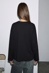 BLESA Kadın Organik Pamuklu Oversize Uzun Kollu Siyah T-Shirt