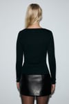 BUBILI Kadın Yumuşak Ve Esnek Kumaşlı Toka Detaylı Slim Fit Siyah Bluz