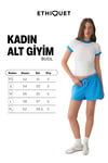 BUOL Kadın Lastikli Ve Bağcıklı Yüksek Bel Pamuklu Mini Mavi Şort